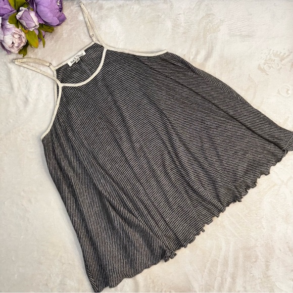 NEW Boutique Grey and White Striped Tank - Picture 1 of 11